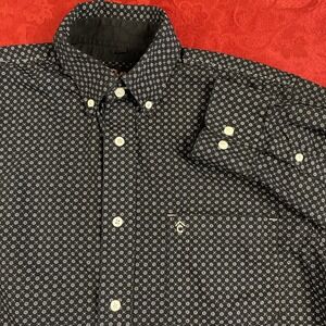 Rafter C Western Shirt Men's M Black Geometric Long Sleeve Cowboy Pocket Button